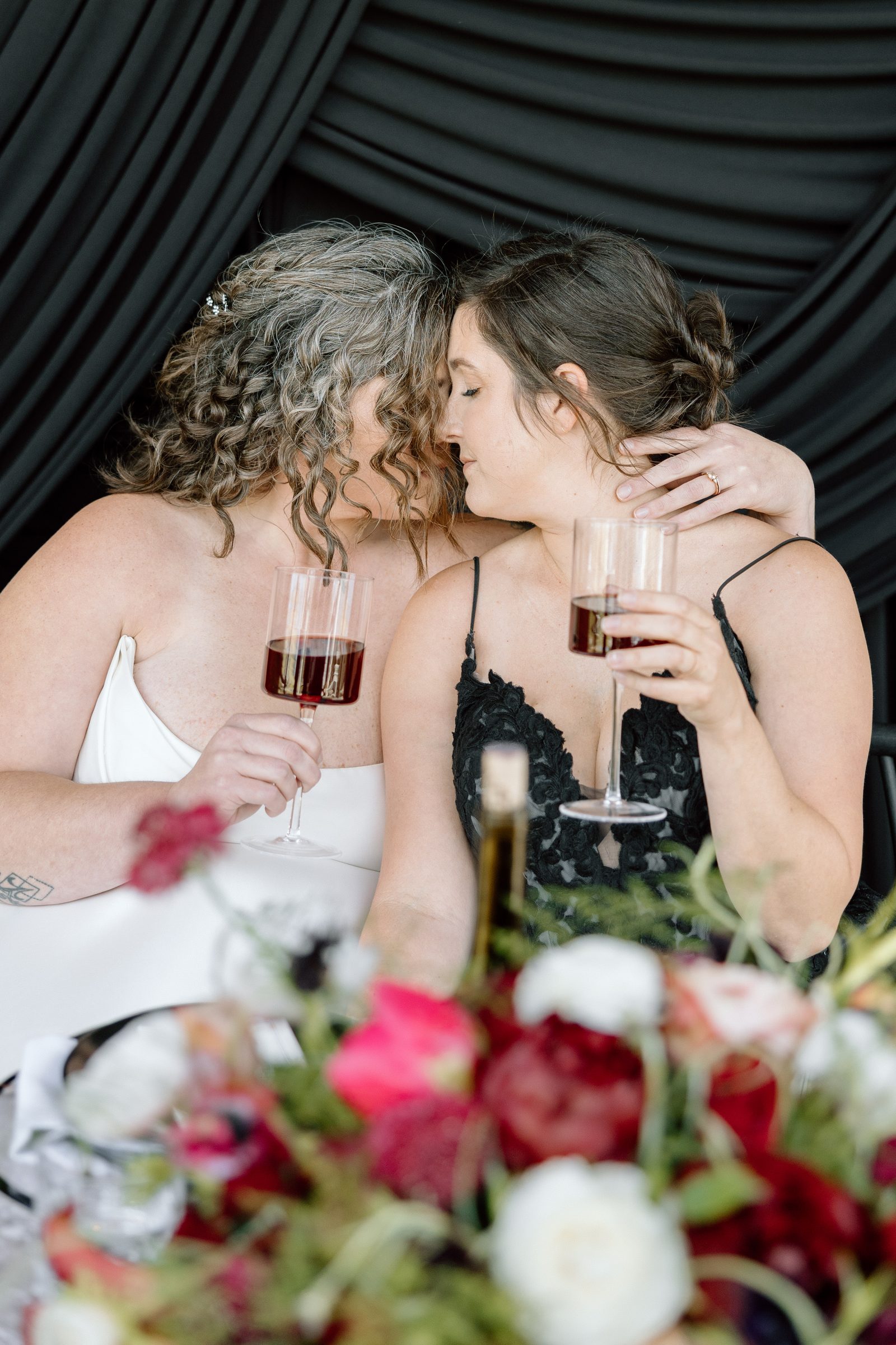 Wine toast at the sweetheart table.